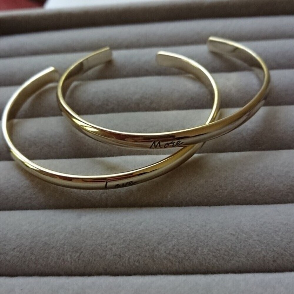 Victoria's secret- Love. More. Set Two Engraved Stackable Cuff Bangle Gold tone
